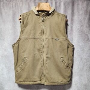 Men's WOLVERINE brown Canvas Sherpa lined Full-Zip Vest work hunting barn XL